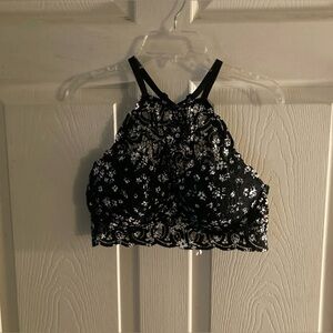 PINK Victoria’s Secret Push Up Black High Neck Halter Top Women’s Size M